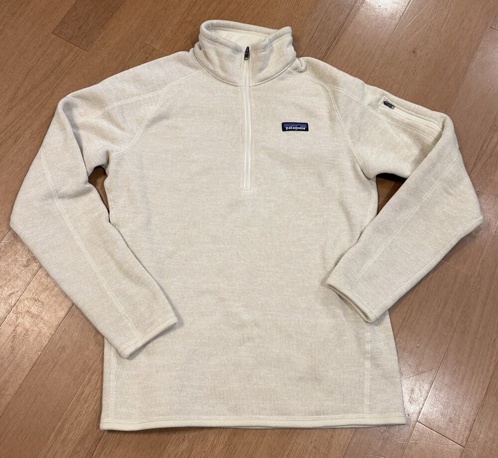 Patagonia Mens Large Beige Better Sweater 1/4 Zip Pullover EUC Warm Comfy